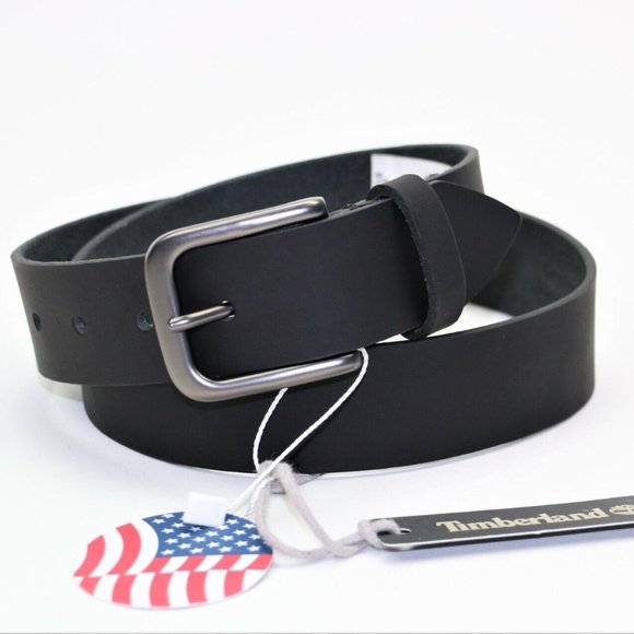 Timberland Size 32 Men's Classic Leather Belt Made in USA Black New - Picture 1 of 8